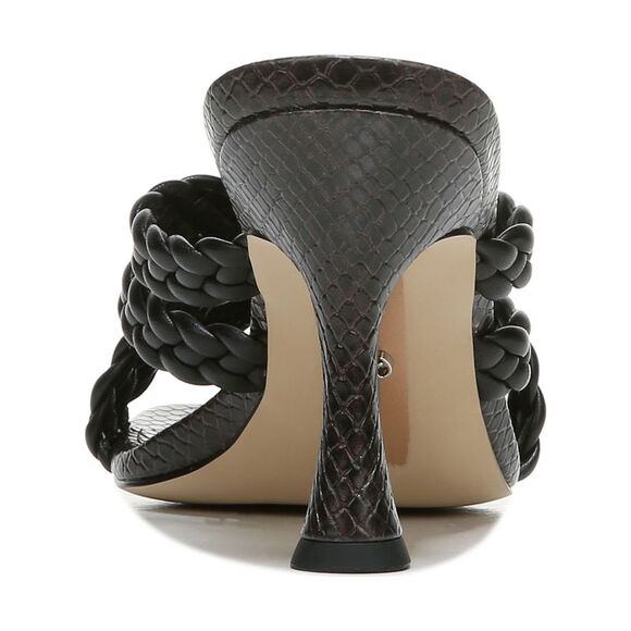 NWT SAM EDELMAN Womens Black Straps Marjorie Flare Slip On Leather Sandals 11 - Picture 2 of 5